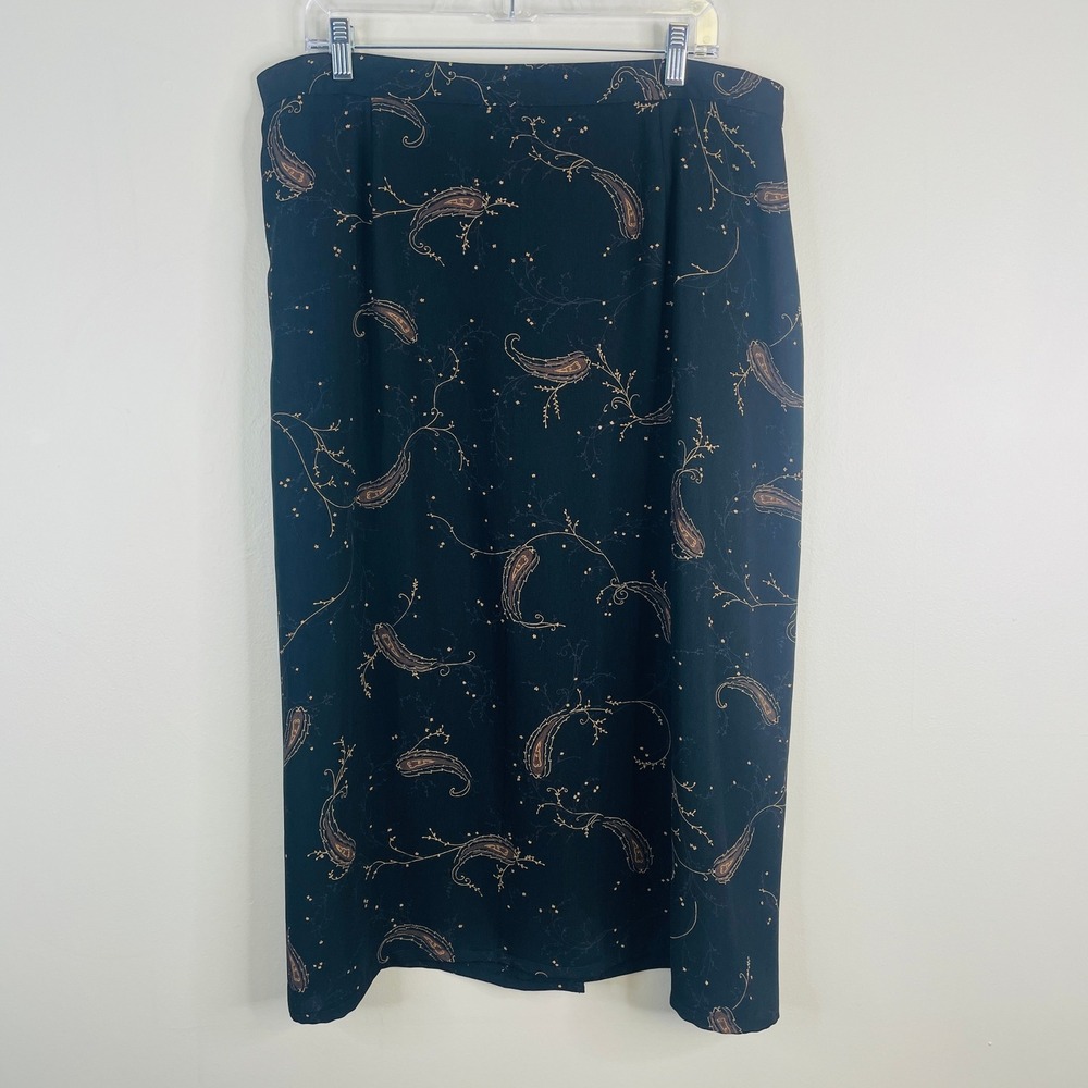 Vintage Paisley Midi Skirt Womens Large Old Money Classic Neutral Career A Line